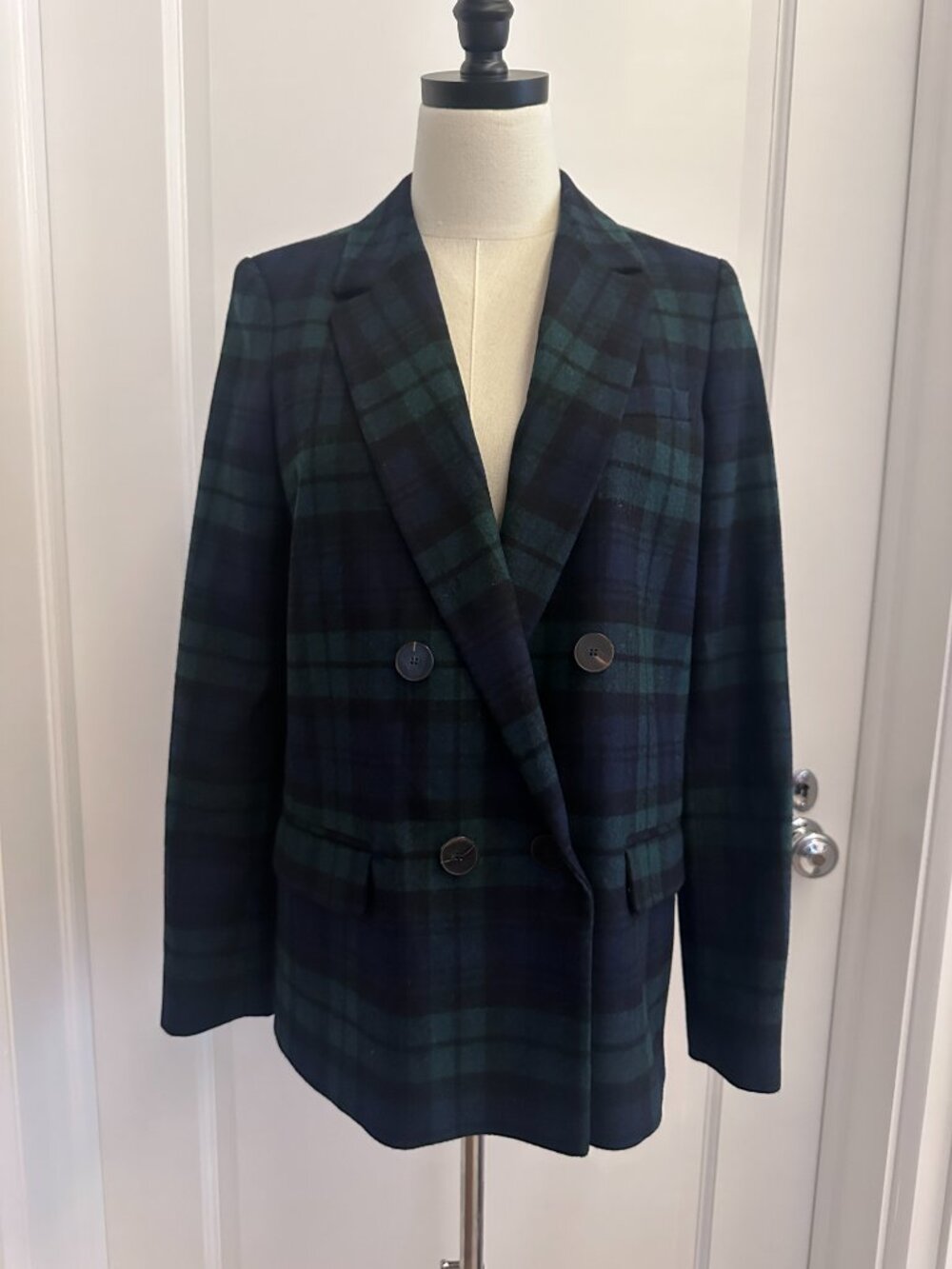 Sézane Christie jacket in Navy Tartan, size FR38 ~ NWOT! - Picture 2 of 9